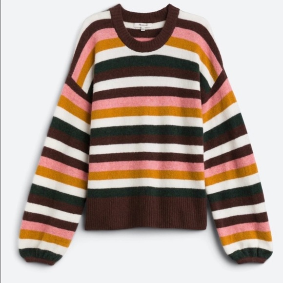 (SOLD) MADEWELL NWT Payton Coziest Yarn Striped Sweater, Size Large - Picture 3 of 14